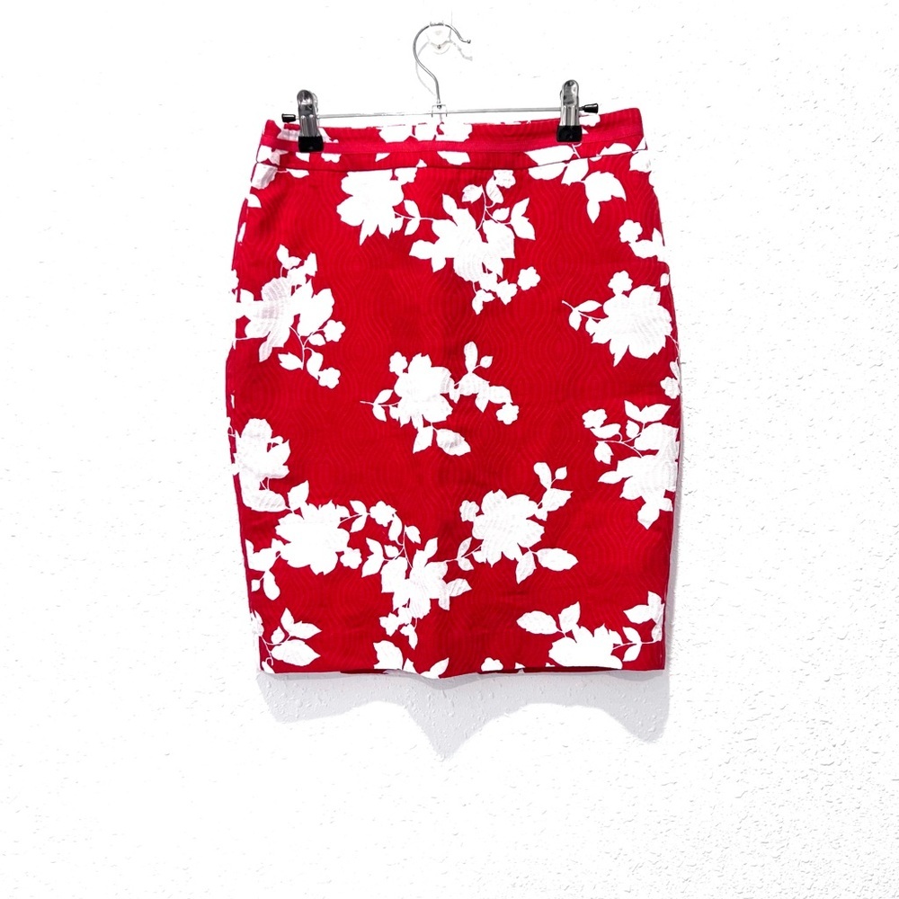 TALBOTS Floral Red pencil‎ Skirt 4P